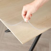 Nappe Transparente 3mm - Nappe rectangulaire Anti Tache avec Bords inclinés, Protection Table Lavable, Toile cirée au Metre, Nappe de Table Plastique