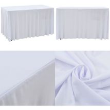 Vidaxl - Nappes élastiques de table avec jupon 2 pcs 120x60,5x74cm Blanc - nappe de table - nappes de table - Home & Living - Blanc