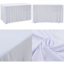 Vidaxl - Nappes élastiques de table avec jupon 2 pcs 243x76x74cm Blanc - nappe de table - nappes de table - Home & Living - Blanc