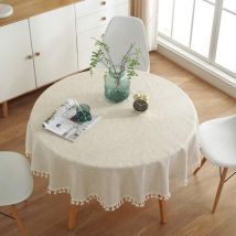Nappes Ronde Nappe de Couleur Unie Tassel Nappe de Coton Polyvalente Intérieure et Extérieure(150cm)