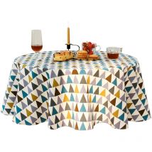 Nappes,Ronde 140 cm en Coton et Lin Tissu Nappe en Sergé Simple Style Nordique Frais Durable Réutilisable Infroissable Décoration pour Cuisine Salle