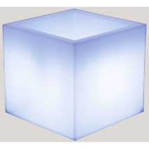 Narciso 40 Quadratischer Blumenkasten mit Licht Für sehr widerstandsfähige Pflanzen und Blumen. Solarladung und wiederaufladbare Batterie. RGB-Licht