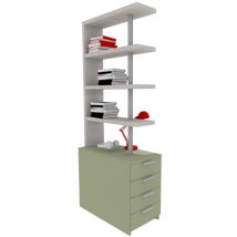 Narciso - Choix d'élément de table de chevet avec bibliothèque - Rovere rock e salvia
