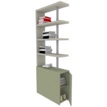 Mobilfino Camerette - narciso - Elemento comodino a scelta con libreria - Ecru e Salvia