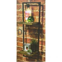 Narrow 2 Tier Shelf Black Metal Frame With Wooden Shelf Floating Wall Home Decor