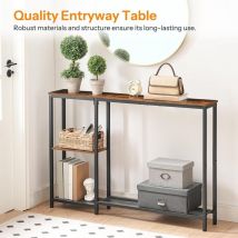Narrow Console Table, 114 cm Behind Sofa Table with Shelves, Slim Hallway Table with Storage, Hallway Display Shelf, for Living Room, Foyer,