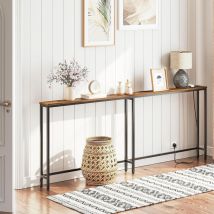 Narrow Console Table with Charging Station, 200 cm Behind Sofa Table, Long Hallway Table, Slim Console Table for Hallway, Bedroom, Living Room,