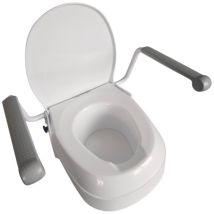 Abattant adulte pour WC – Extension avec accoudoirs – Polypropylène – Blanc, Gris – MOBILEKTRO