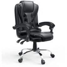 Naspaluro - Desk Chair - Ergonomic Bigzzia Office Chair with support headrest - Gaming Chair with Tilt Function - pu Leather Computer Chair - Black