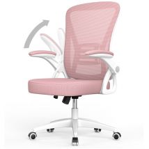 Naspaluro - Office Chair Ergonomic - Bigzzia Desk Chair with 90° Flip-up Armrest Lumbar Support - Executive Swivel Computer Chair - Pink