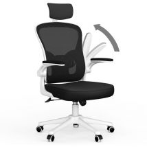 Naspaluro - Office Chair with Lumbar support - Bigzzia Desk Chair with Adjustable Headrest - Swivel Mesh Chair - black white