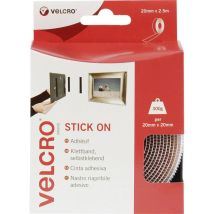 Velcro - VEL-EC60214 Nastro a strappo da incollare Lato morbido e lato rigido (l x l) 2500 mm x 20 mm Bianco 2.5 m