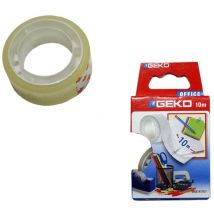 Geko - Set di 5 rulli adesivi trasparenti (15mm x 10m) + 1 erogatore