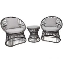 Ebuy24 - Natal ensemble de salon avec coussin extérieur rotin,gris.
