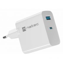 Natec - NUC-2142 cargador de dispositivo móvil Universal Blanco Corriente alterna Carga rápida Interior
