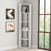 Decortie - Nati Modern Corner Corner Bookcase Display Unit White Tall 161cm - White