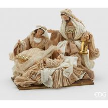 Natività in tessuto con paglia h 37 cm