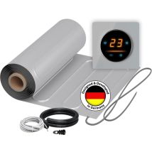 Chauffage au sol électrique : Natte chauffante aluminium à deux conducteurs WARMON ALU 150 W/m² avec thermostat WiFi OKE-25 Tactile et cadre en verre