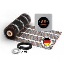 Warmon - Chauffage au sol électrique : Natte chauffante à deux conducteurs ultra 200 W/m² avec thermostat WiFi OKE-25 Tactile et cadre en verre Garda