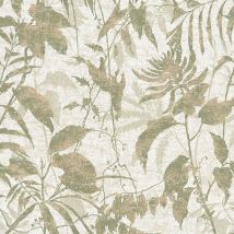 Natur Tapete Profhome 782031 Heißgeprägte Vliestapete Strukturiert Mit Floralen Ornamenten Und Metallischen Akzenten Creme Grün Gold Oliv-grün 5,33 M2