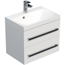 Naturel - Badezimmermöbel mit Natural Cube Way Waschbecken 60x40 cm glänzend weiß (CUBE260ZBL)