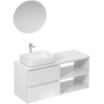 Naturel - Badezimmerset mit Waschbecken inklusive Waschbeckenarmatur, Auslauf und Siphon Stilla glänzend weiß (KSETSTILLA016)