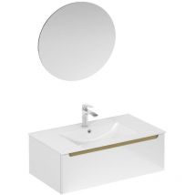 Naturel Badezimmerset mit Waschbecken inklusive Waschtischmischer, Auslauf und Siphon Naturel Stilla glänzend weiß (KSETSTILLA027)