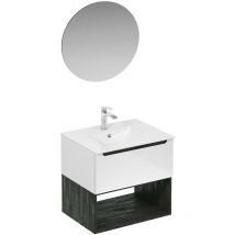 Naturel - Conjunto de baño con lavabo que incluye mezclador de lavabo, caño y sifón Stilla, blanco brillante (KSETSTILLA008)