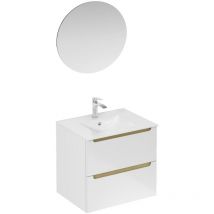 Naturel - Conjunto de baño con lavabo que incluye mezclador de lavabo, caño y sifón Stilla, blanco brillante (KSETSTILLA025)