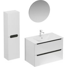 Naturel - Ensemble de salle de bain avec lavabo comprenant mitigeur de lavabo, bec et siphon Stilla blanc brillant (KSETSTILLA005)
