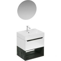 Naturel - Ensemble de salle de bain avec lavabo comprenant robinet de lavabo, bec et siphon Stilla blanc brillant (KSETSTILLA011)