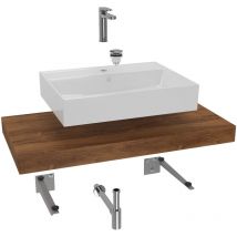 Naturel Ensemble de salle de bain SAT avec plaque sous lavabo Dolce 100x8x50 cm chêne charleston KSETDO13