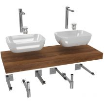Naturel - Ensemble de salle de bain sat avec plaque sous lavabo Dolce 120x8x50 cm chêne charleston KSETDO19