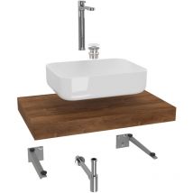 Naturel - Ensemble de salle de bain sat avec plaque sous lavabo Dolce 80x8x50 cm chêne charleston KSETDO7