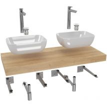 Naturel - Hansgrohe Badezimmerset mit Dolce 120x8x50 cm Halifax-Eiche KSETDO18