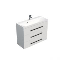 Naturel - Meuble de salle de bain avec lavabo Cube Way 100x76,5x40 cm blanc brillant (CUBE21003BL)