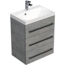 Naturel - Meuble de salle de bain avec lavabo Cube Way 60x76,5x40 cm, couleur béton (CUBE2603BE)