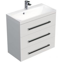 Naturel - Meuble de salle de bain avec lavabo Cube Way 80x76,5x40 cm blanc brillant (CUBE2803BL)