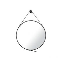 Naturel - Miroir suspendu rond 50 x 50cm, Noir (ZREM50C)