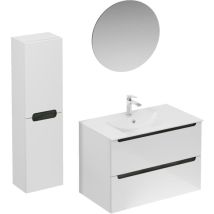 Naturel - Mobiletto da bagno con lavabo comprensivo di miscelatore per lavabo Stilla bianco lucido, bocca e sifone (KSETSTILLA005)