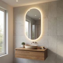 Project 60×120 Cm Ovaler Wandspiegel Mit Led-beleuchtung In 3 Farben, Anti-beschlag-heizfolie Und Sensor (zprov12060led)