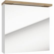 Naturel - Wall Cabinet with Door, Integrated Mirror Stilla + led 60x60 cm, 220V Outlet, White (STILLAE06017)
