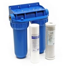 Naturewater - NW-BR10B2 Double filtre Eau potable – 280 x 150 x 355 mm – 2 Étapes – 360 L/h – 3/4' / 26,16 mm – avec Cartouche pp Sédiments, Charbon