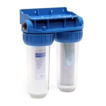 NW-BR10B3 Double filtre Eau potable – 274 x 150 x 355 mm – 2 Étapes – 360 L/h – 3/4' / 26,16 mm – avec Cartouche pp Sédiments, Charbon actif –