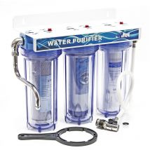 NW-PR103 Filtre à eau potable 3/4' 26 mm – 395 x 155 x 360 mm – 3 Étapes – 600 L/h – pour 10' / ø 62 mm – avec Sédiments et Charbon actif –