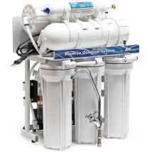 Naturewater NW-RO400-E2 – Système d'Osmose Inverse (RO) à 5 étapes – 1500 l/jour 400 GPD – avec pompe booster – Montage mural, Sous évier – Osmoseur