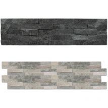 Hexim - Naturstein Wandverblender - Klinkerriemchen schwarz & beige glänzend, robust & wetterfest:Beige Mix - 0.396qm / Pkg., 12 Packungen