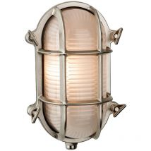 Firstlight Products - Firstlight Nautic - 1 Light Outdoor Bulkhead Wall, Flush Light Nickel, Frosted Glass IP64, E27
