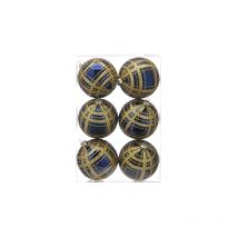 Christmas Balls Glitter Baubles Set Of Six Gold Plastic Festive