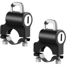 Nazalus-Vente 2 pièces Moto Casque Cadenas Universel Moto Casque Cadenas de sécurité pour 22-28mm Tuyau de Guidon (Noir)
